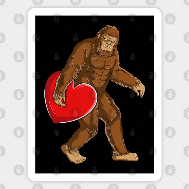 Bigfoot Sasquatch Heart Valentines Day Gift Boys Kids Magnet by HCMGift